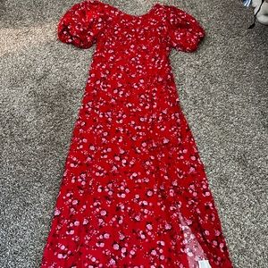NWT Old Navy Floral Midi Puff Sleeve Dress